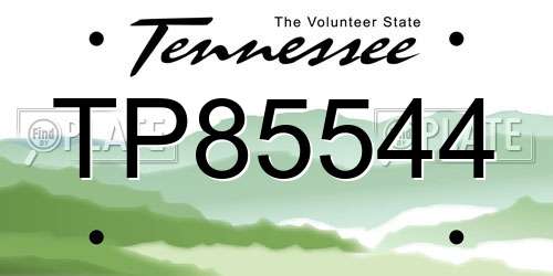 TP85544 Tennessee License Plate