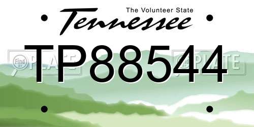 TP88544 Tennessee License Plate