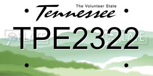 TPE2322 Tennessee License Plate