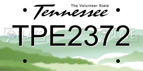 TPE2372 Tennessee License Plate