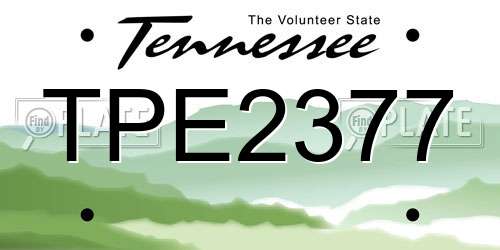 TPE2377 Tennessee License Plate