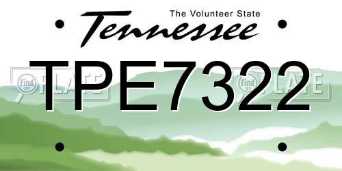 TPE7322 Tennessee License Plate