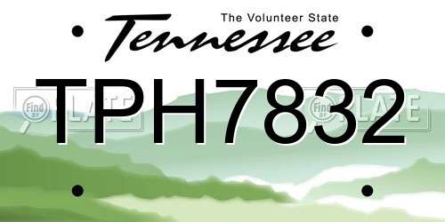 TPH7832 Tennessee License Plate