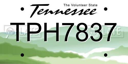 TPH7837 Tennessee License Plate