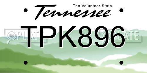 TPK896 Tennessee License Plate