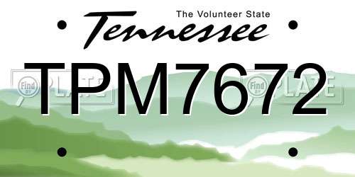 TPM7672 Tennessee License Plate