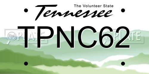 TPNC62 Tennessee License Plate