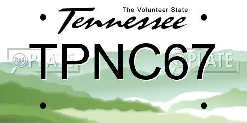 TPNC67 Tennessee License Plate