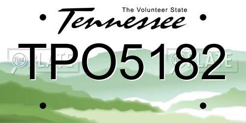 TPO5182 Tennessee License Plate