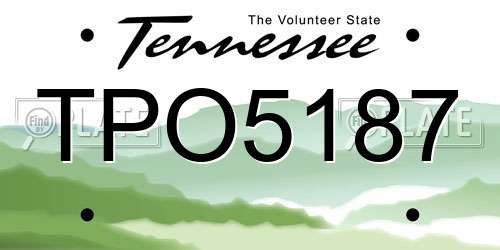 TPO5187 Tennessee License Plate