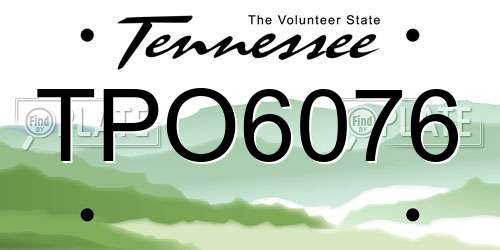 TPO6076 Tennessee License Plate