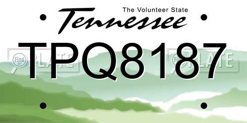 TPQ8187 Tennessee License Plate