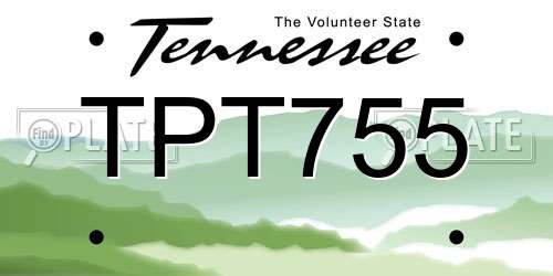 TPT755 Tennessee License Plate
