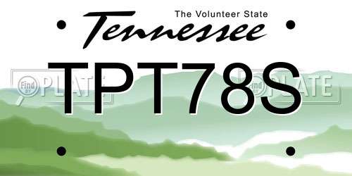 TPT78S Tennessee License Plate