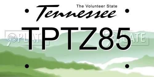 TPTZ85 Tennessee License Plate