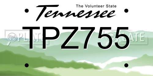 TPZ755 Tennessee License Plate