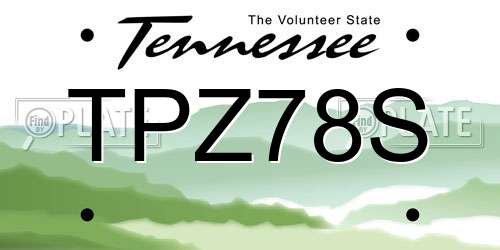 TPZ78S Tennessee License Plate