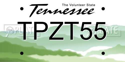 TPZT55 Tennessee License Plate