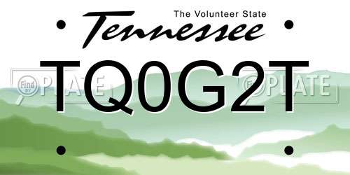 TQ0G2T Tennessee License Plate