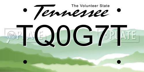 TQ0G7T Tennessee License Plate
