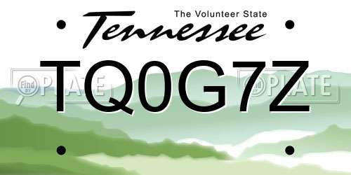 TQ0G7Z Tennessee License Plate