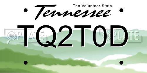 TQ2T0D Tennessee License Plate