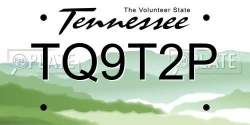 TQ9T2P Tennessee License Plate