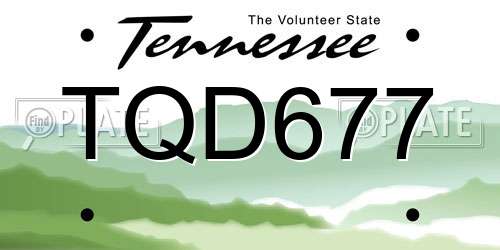TQD677 Tennessee License Plate