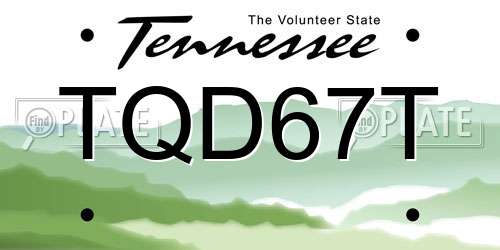 TQD67T Tennessee License Plate