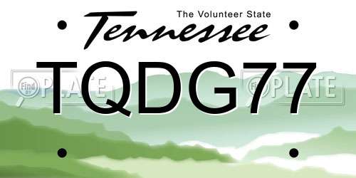 TQDG77 Tennessee License Plate