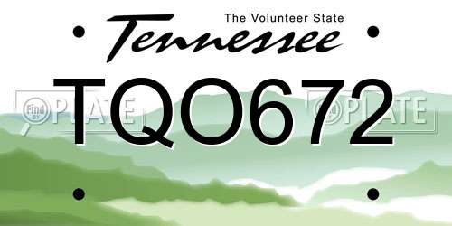 TQO672 Tennessee License Plate