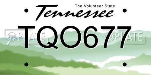 TQO677 Tennessee License Plate