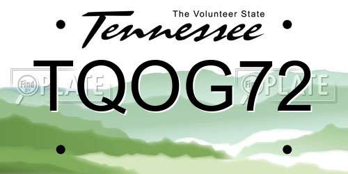 TQOG72 Tennessee License Plate