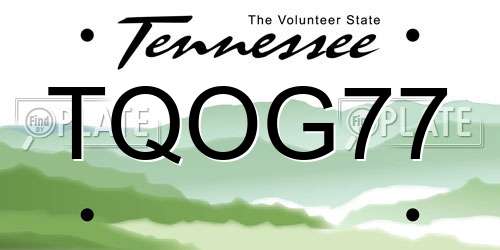 TQOG77 Tennessee License Plate