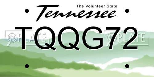 TQQG72 Tennessee License Plate