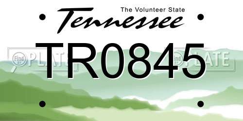 TR0845 Tennessee License Plate