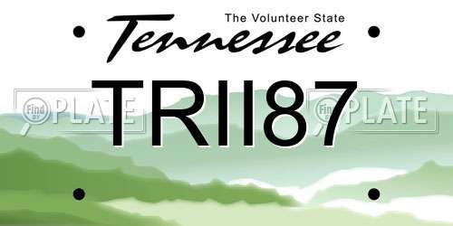 TRII87 Tennessee License Plate
