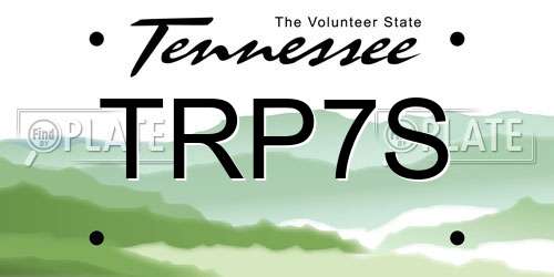 TRP7S Tennessee License Plate