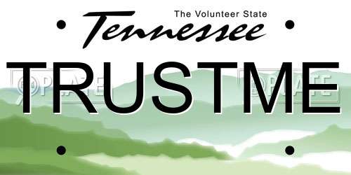 TRUSTME Tennessee License Plate