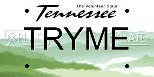 TRYME Tennessee License Plate