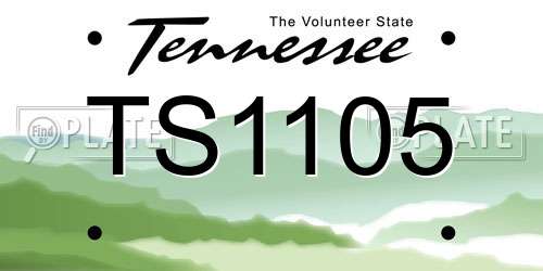 TS1105 Tennessee License Plate