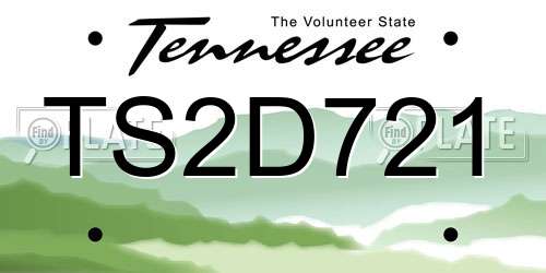TS2D721 Tennessee License Plate