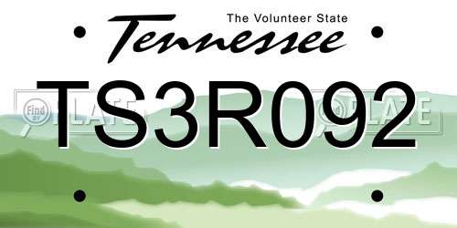 TS3R092 Tennessee License Plate