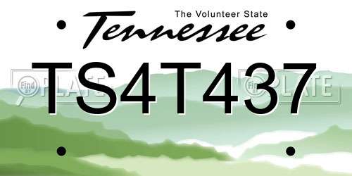 TS4T437 Tennessee License Plate