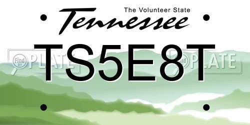 TS5E8T Tennessee License Plate