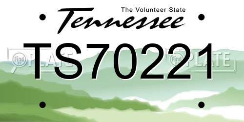 TS70221 Tennessee License Plate