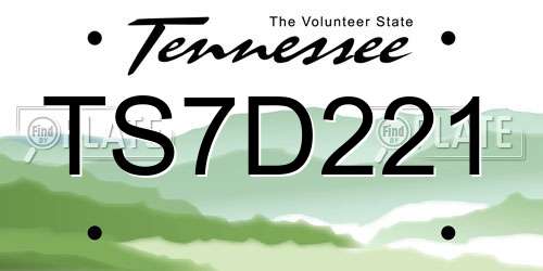 TS7D221 Tennessee License Plate