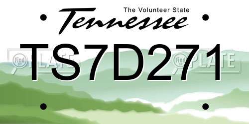 TS7D271 Tennessee License Plate
