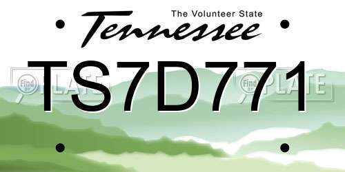 TS7D771 Tennessee License Plate