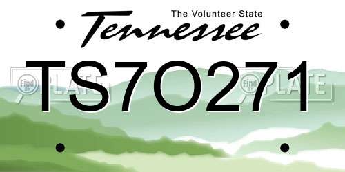 TS7O271 Tennessee License Plate